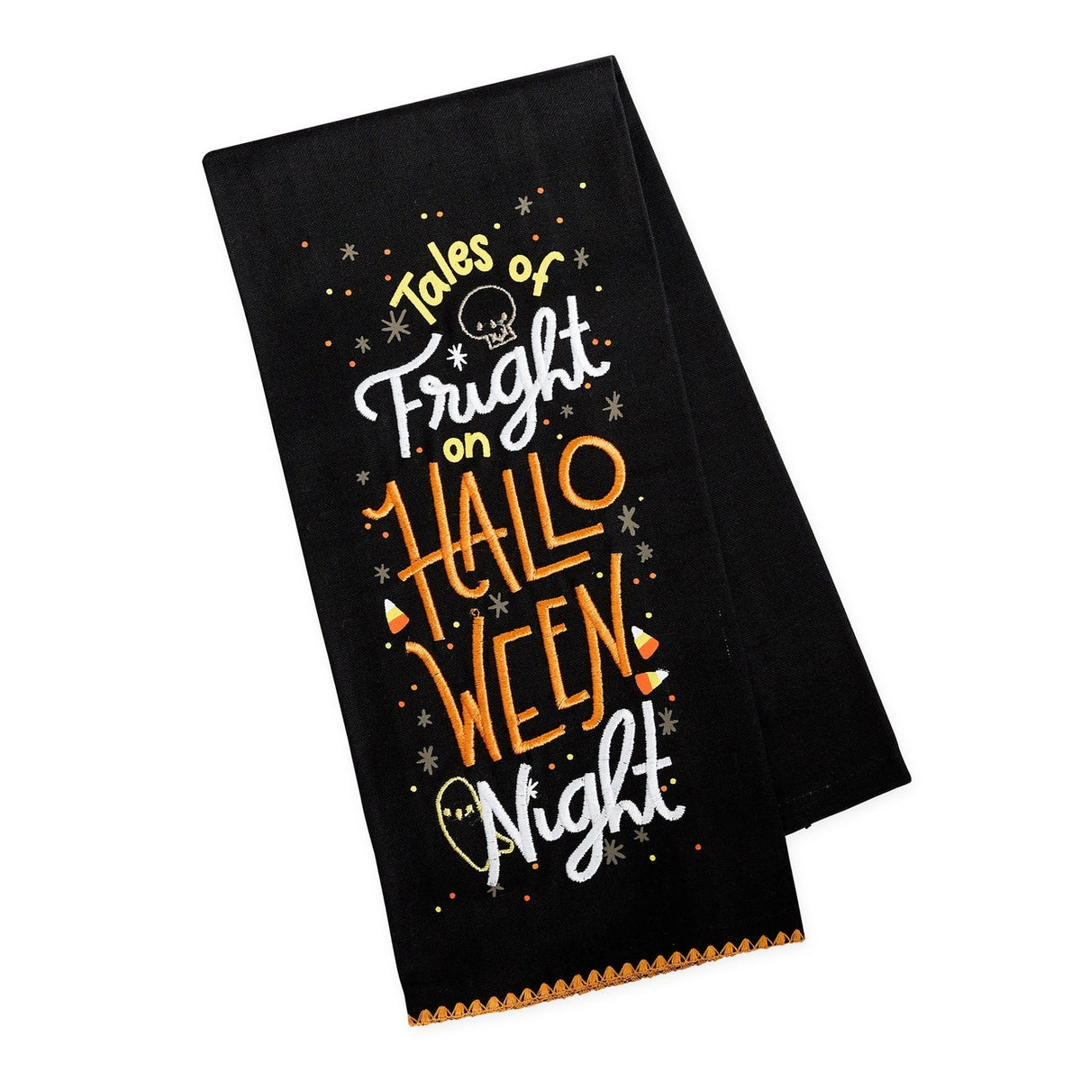 Torchon brodé "Tales of Fright on Halloween Night"