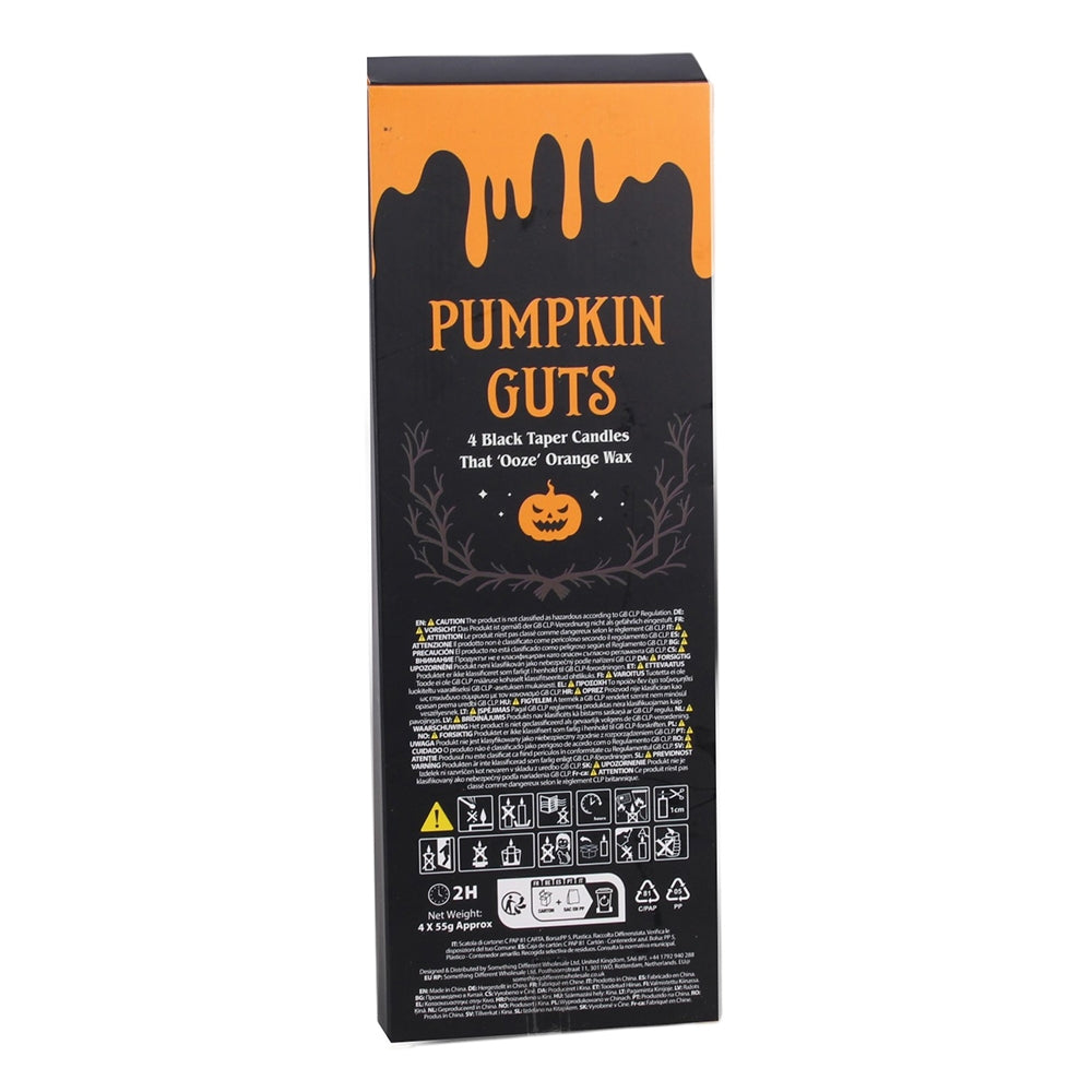 Lot 4 bougies chandelles noires "Pumpkin Guts"