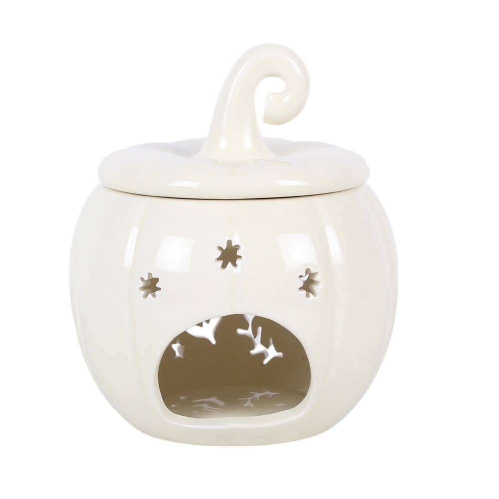 Brûleur Huile / Cire Pumpkin "Folk" blanc