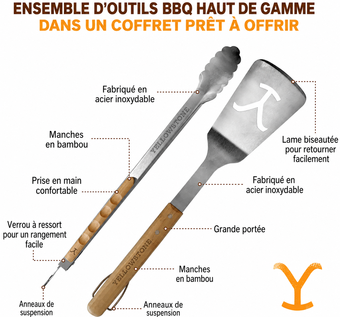 Set 2 Accessoires pour barbecue Yellowstone