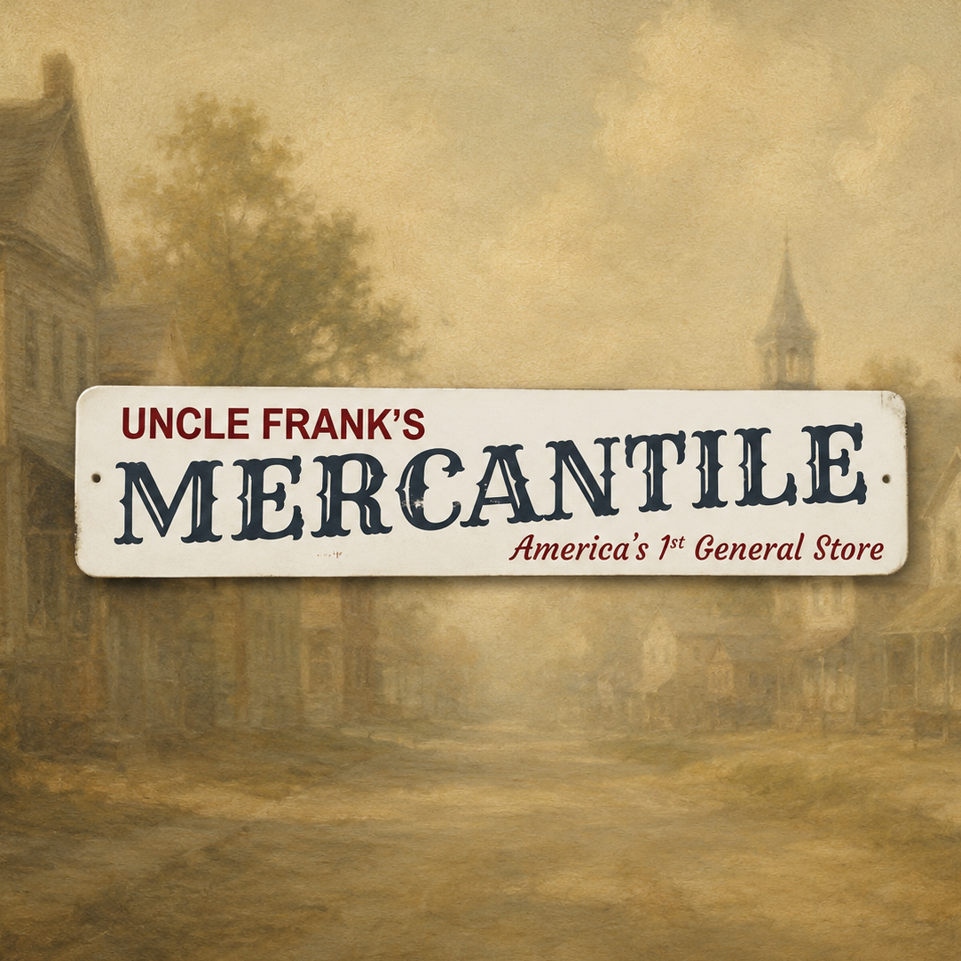 plaque métallique Mercantile