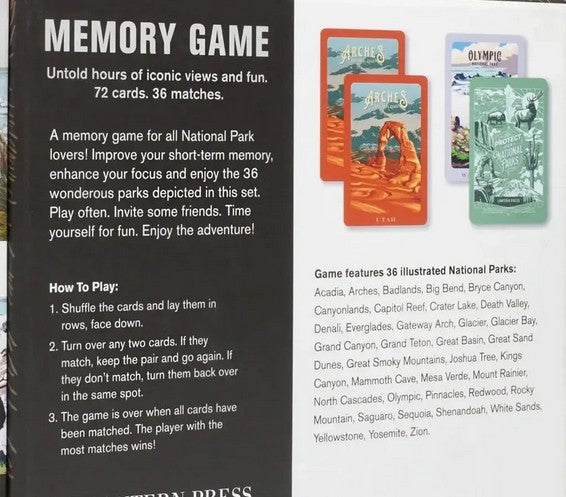 Memory game "Parc Nationaux" américains