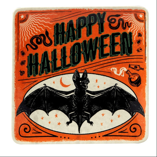 Assiette carrée Halloween "Chauve-Souris"