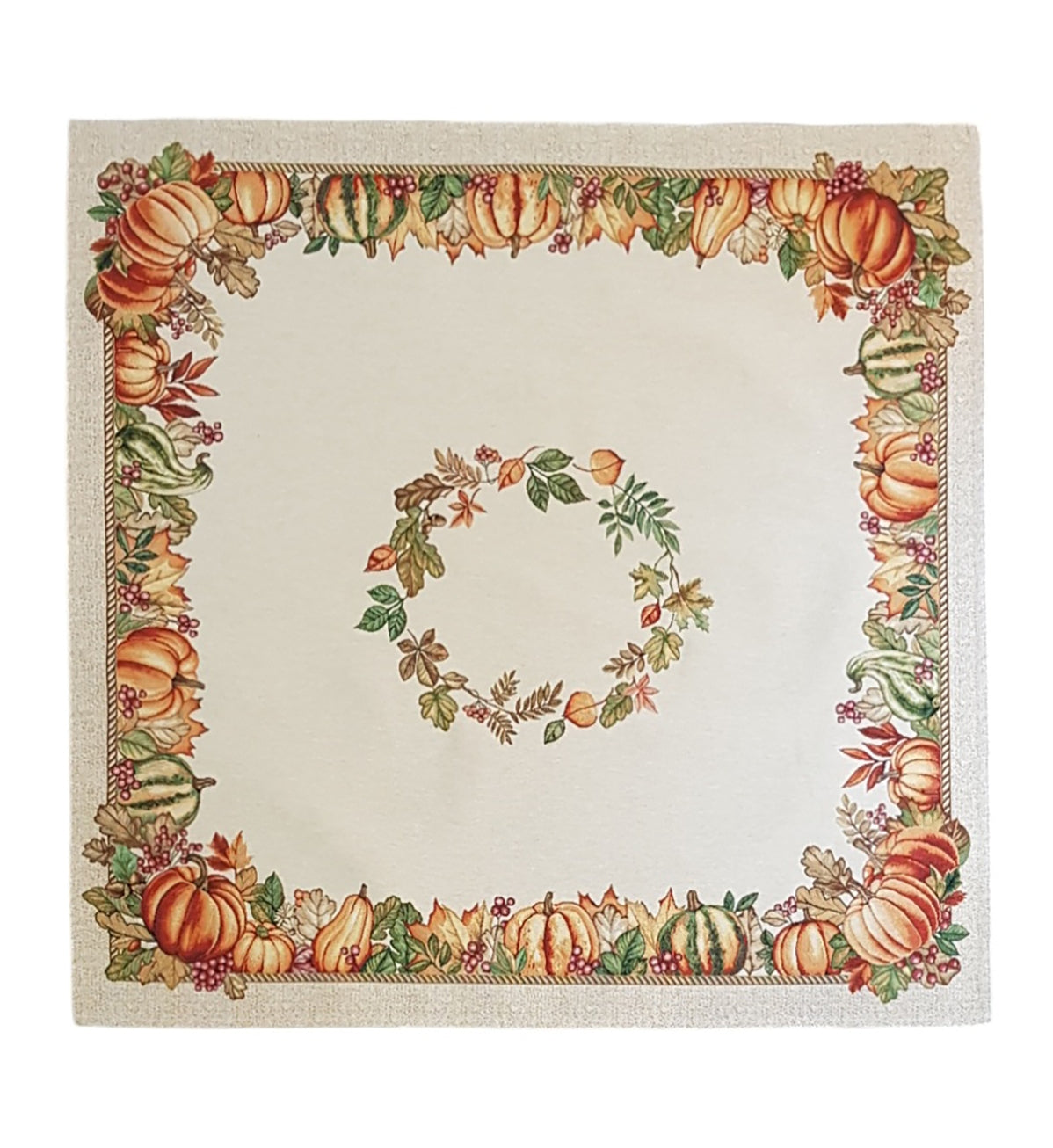 Centre de table carré Tissu Automne / Citrouilles