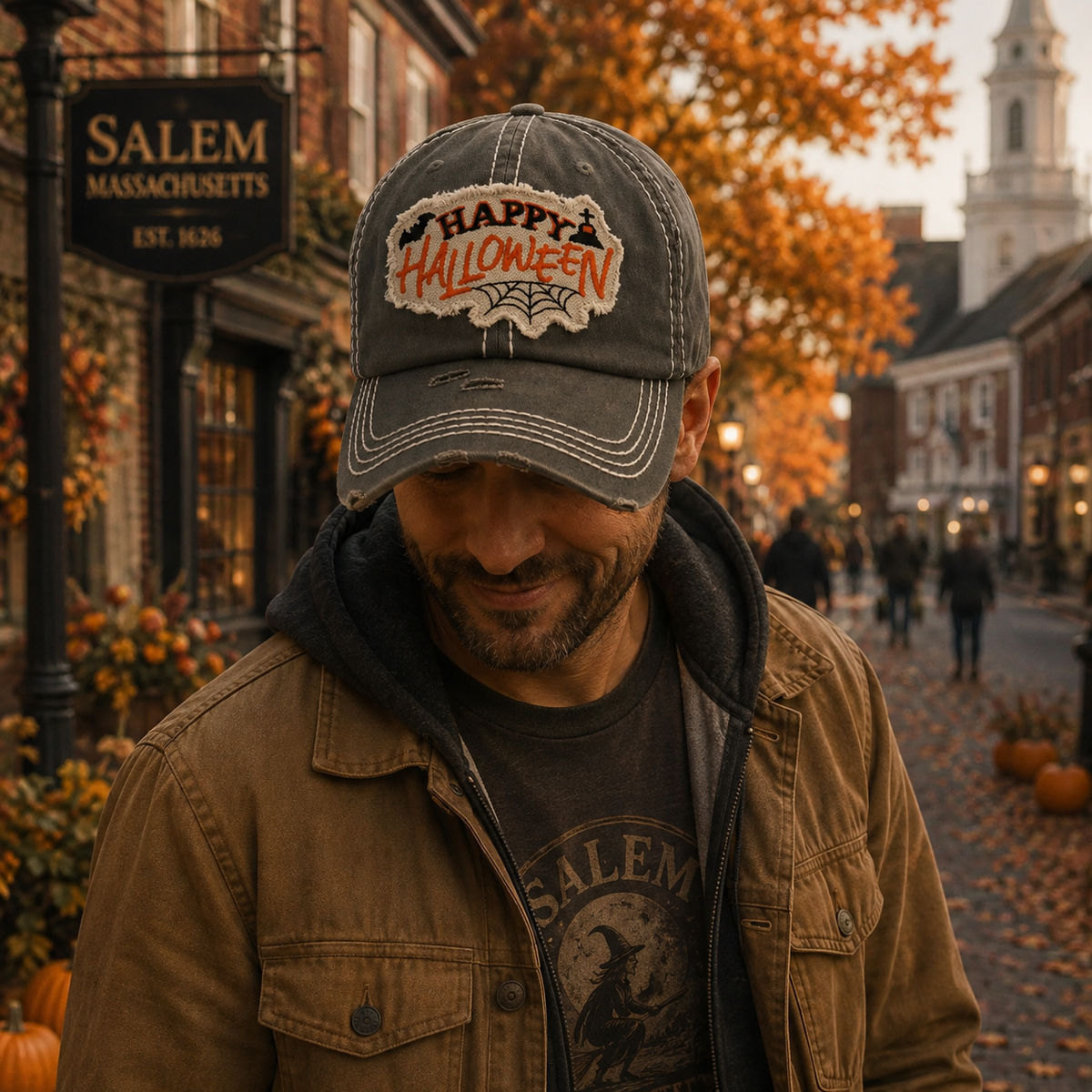 Casquette "Happy Halloween" grise