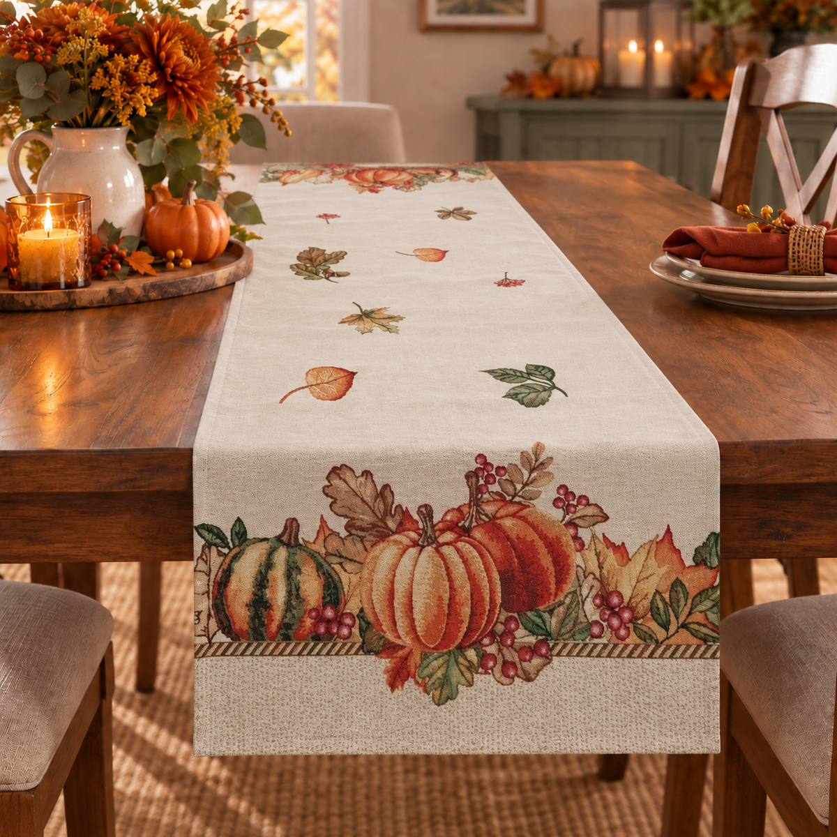 Chemin de table Tissu Automne / Feuilles