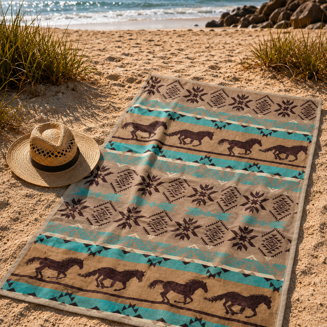 Serviette de douche/plage Chevaux