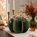 Citrouille en velours vert et sequins