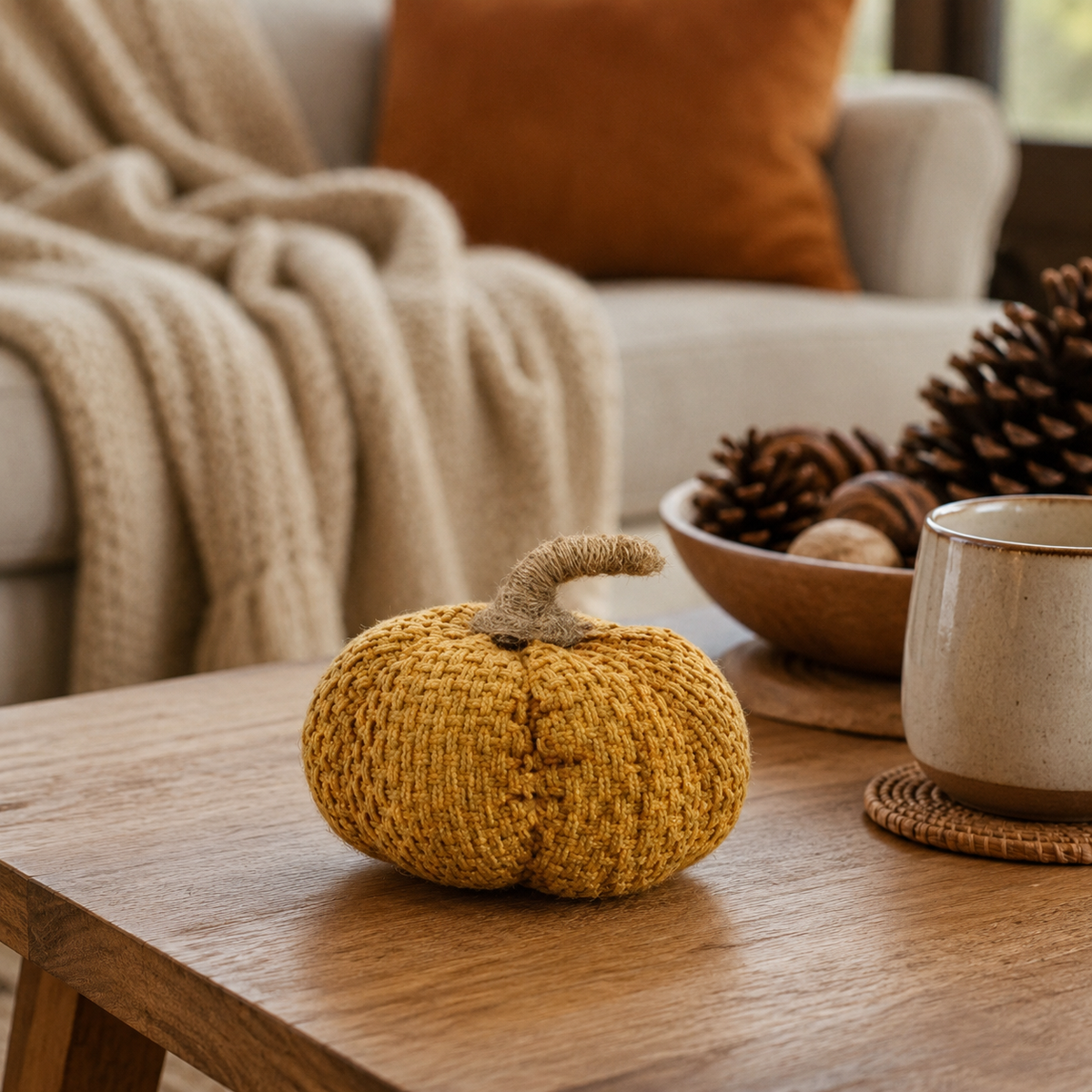 Citrouille Tissu & Jute moutarde