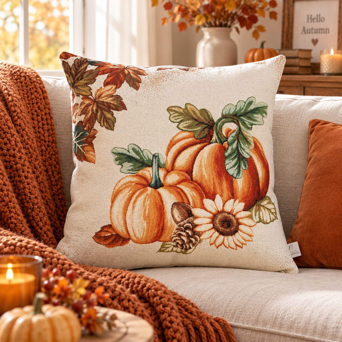 Housse de coussin Tissu Automne / Tournesol