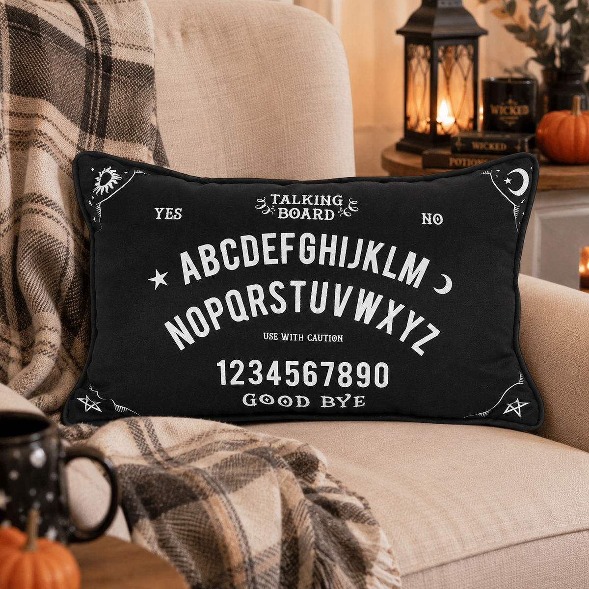 Coussin "Tablette Ouija" noir