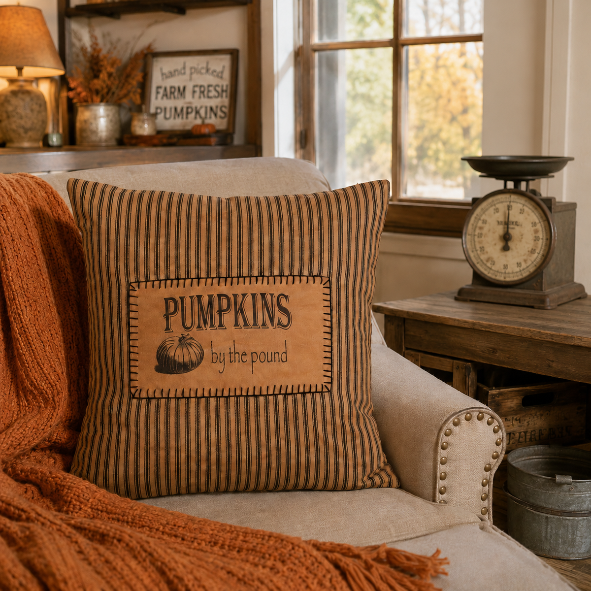 Coussin motif rayé / Pumpkin by the pound