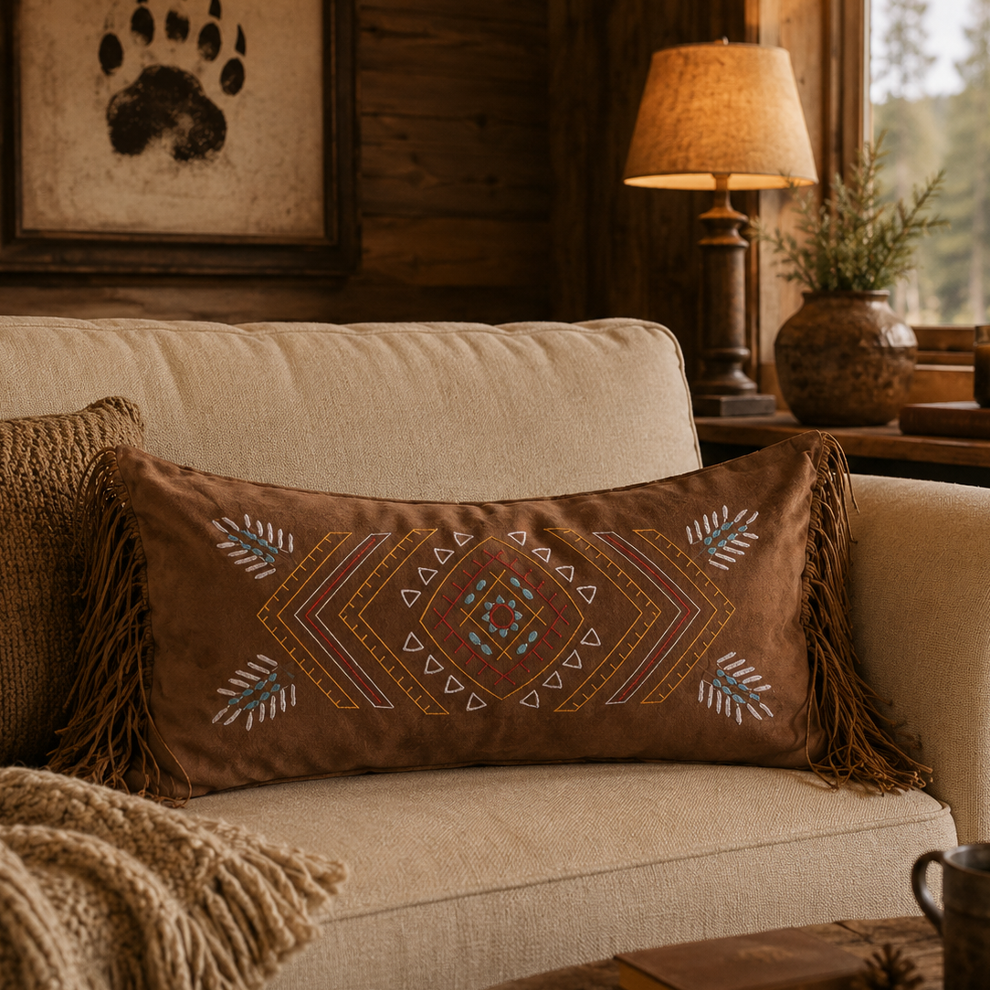 Coussin rectangle brodé à frange Wrangler®