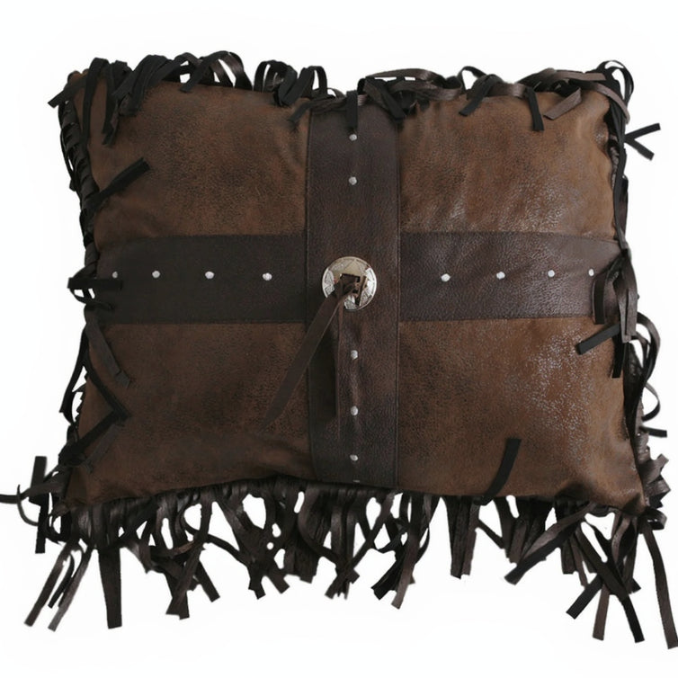 Coussin rectangle similicuir Concho Cross