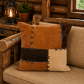 Housse de coussin cuir borderie croix foncé