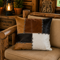 Housse de coussin cuir borderie croix clair