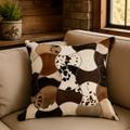 Housse de coussin cuir patchwork