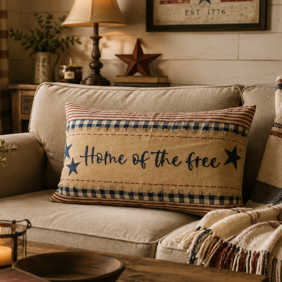Coussin rectangle "Home of the Free"