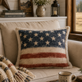 Coussin carré sherpa drapeau américain