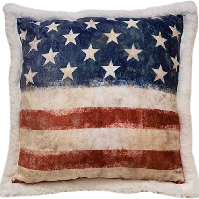 Coussin carré sherpa drapeau américain