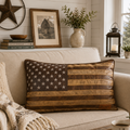 Coussin rectangle similicuir drapeau américain