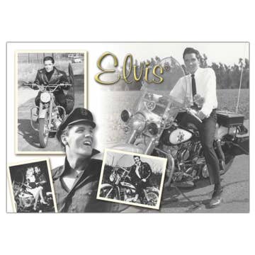 Carte postale Elvis à moto