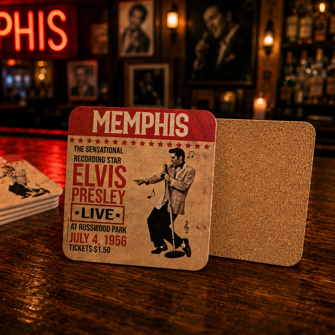 Sous-verre avec affiche Elvis Memphis