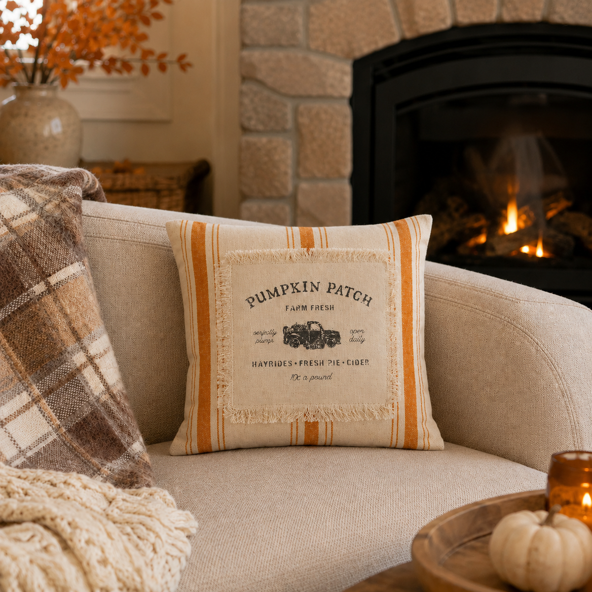 Coussin beige "Pumpkin Patch"