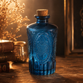 Fiole verre reflief bleue
