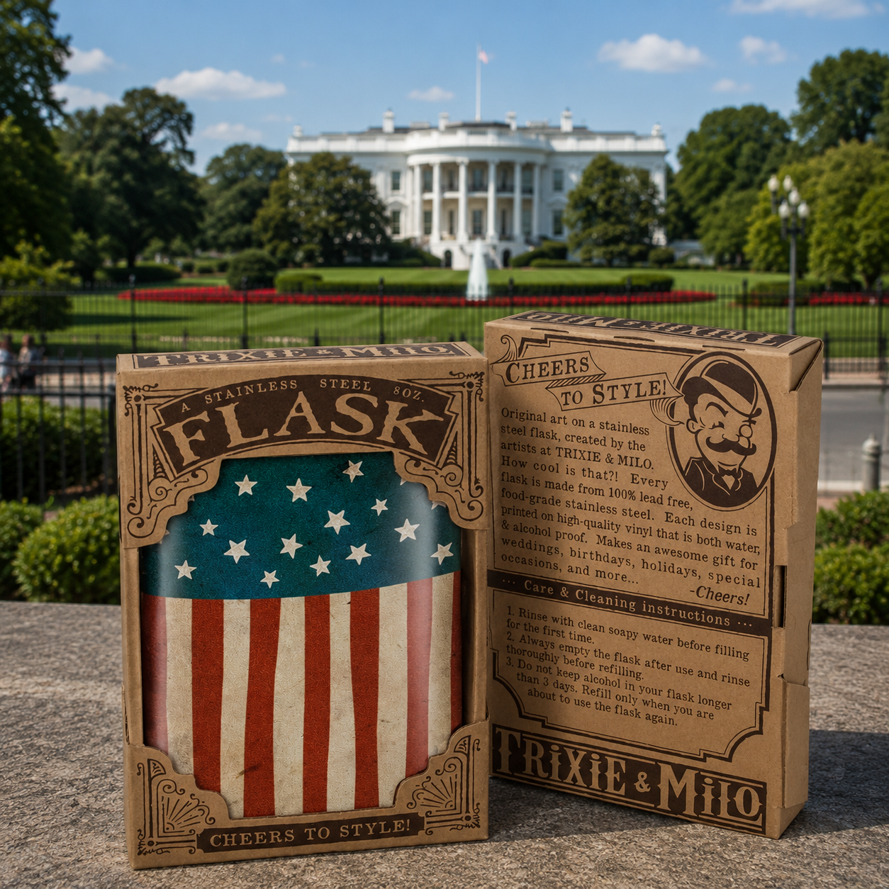 Flasque acier inox "Old Glory"