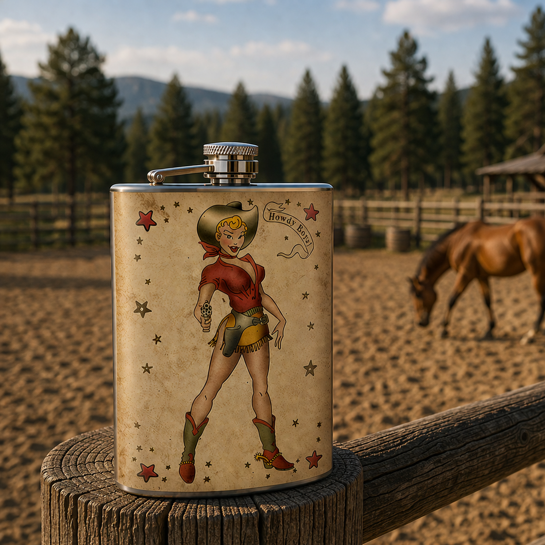 Flasque acier inox "Howdy Boys"