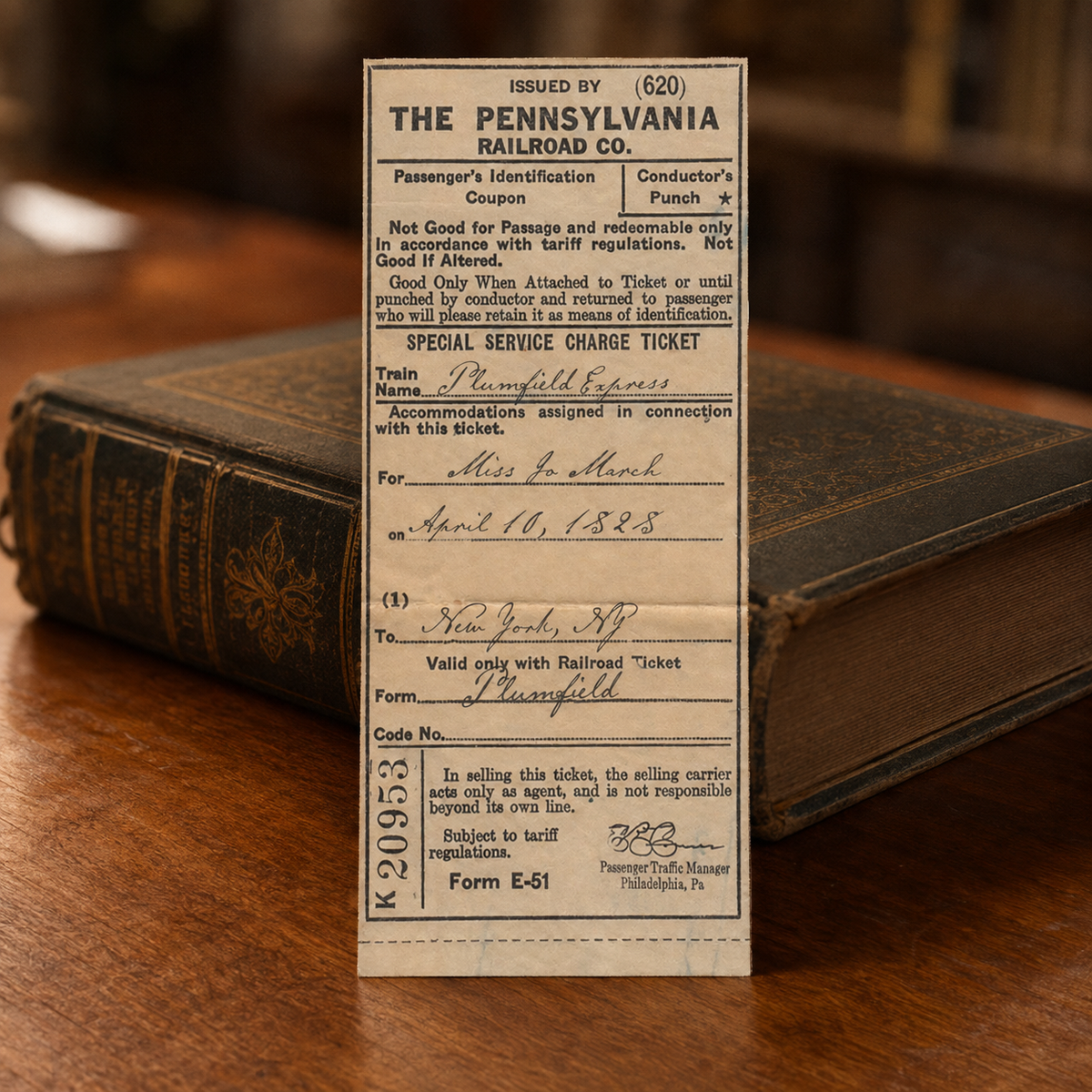 Marque-page billet The Pennsylvania Railroad Co.