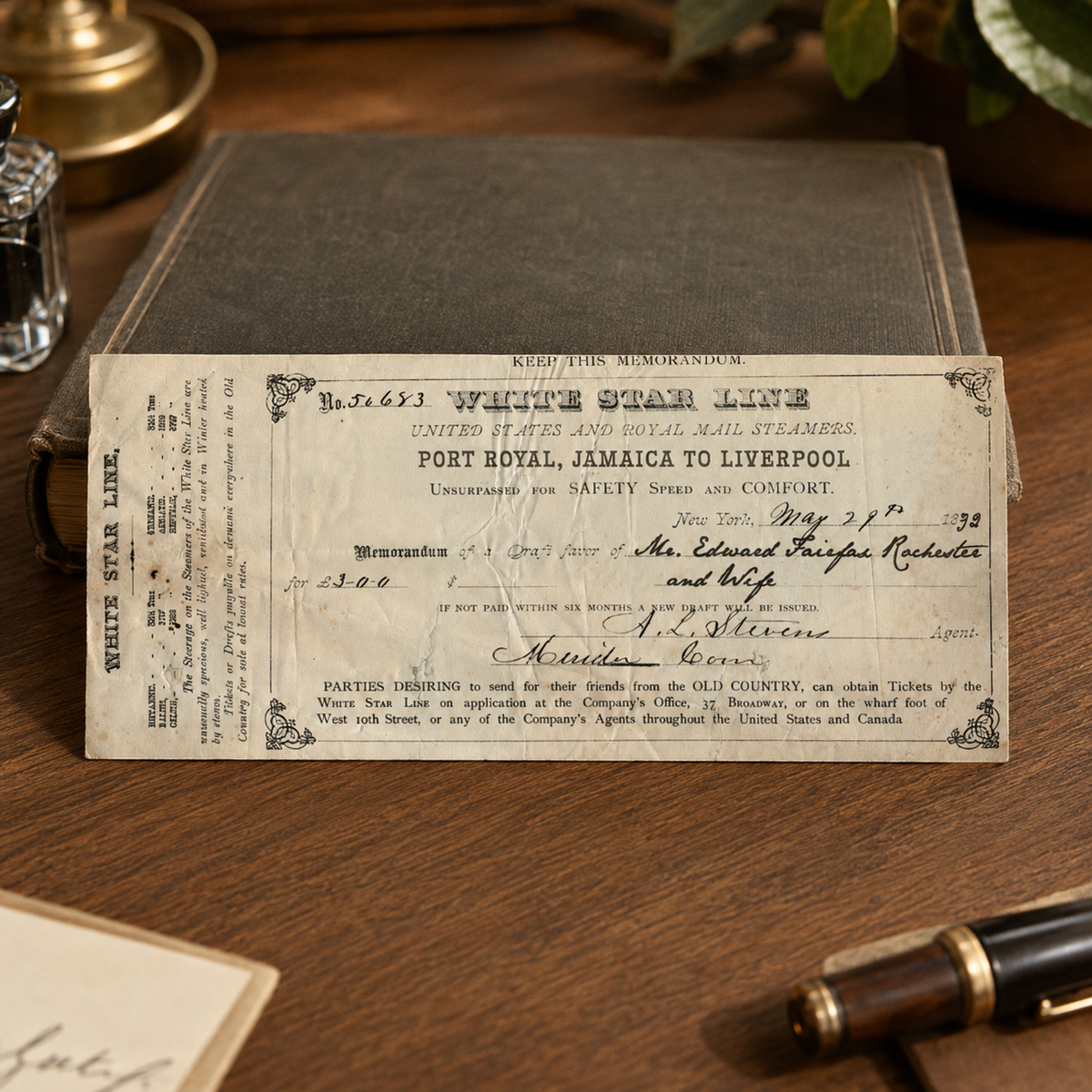 Marque-page billet White Star Line