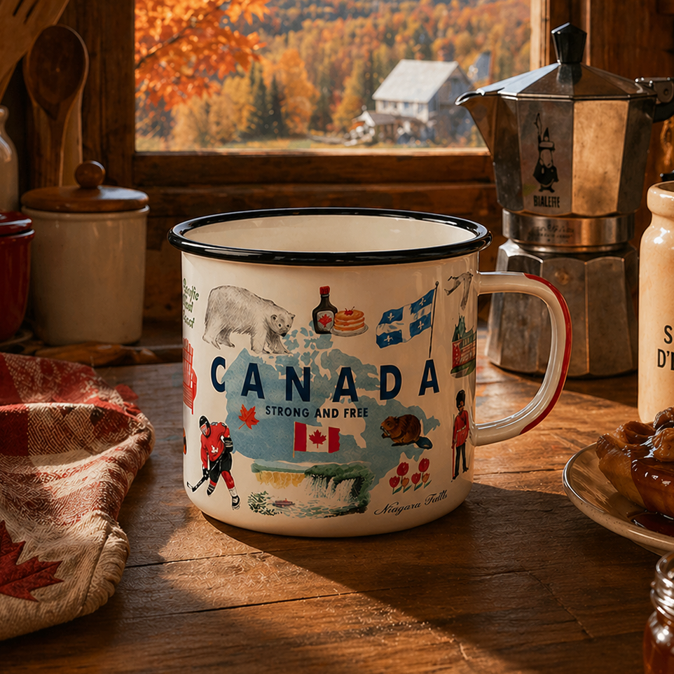 Mug acier émail Canada (Modèle au choix)