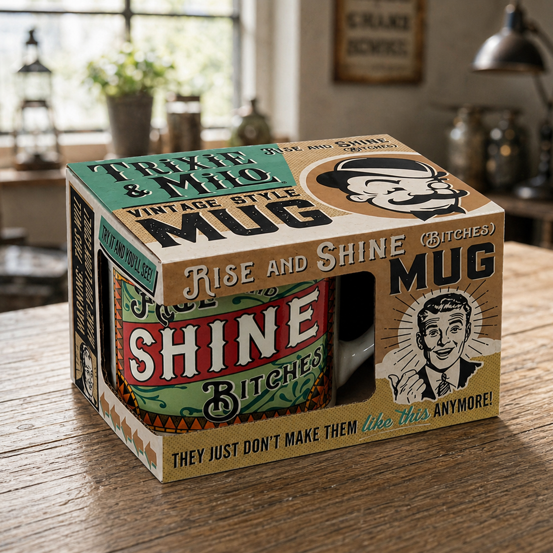 Mug Vintage "Rise & Shine"