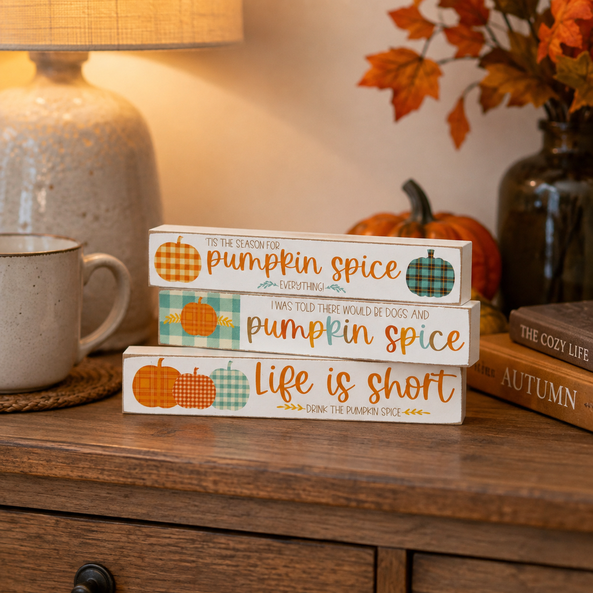 Barre déco bois "Pumpkins" (Modèle au choix)