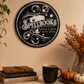 Panneau metal rond "Hocus Pocus spellbooks"