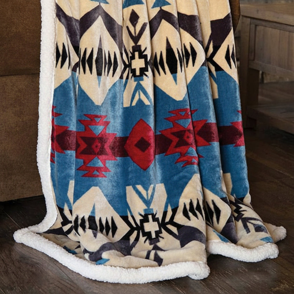 Plaid Sherpa Natif blue river Southwest