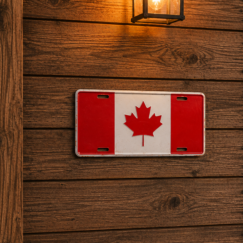 Plaque métal drapeau du Canada