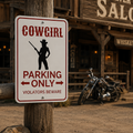 plaque métallique cowgirl parking only