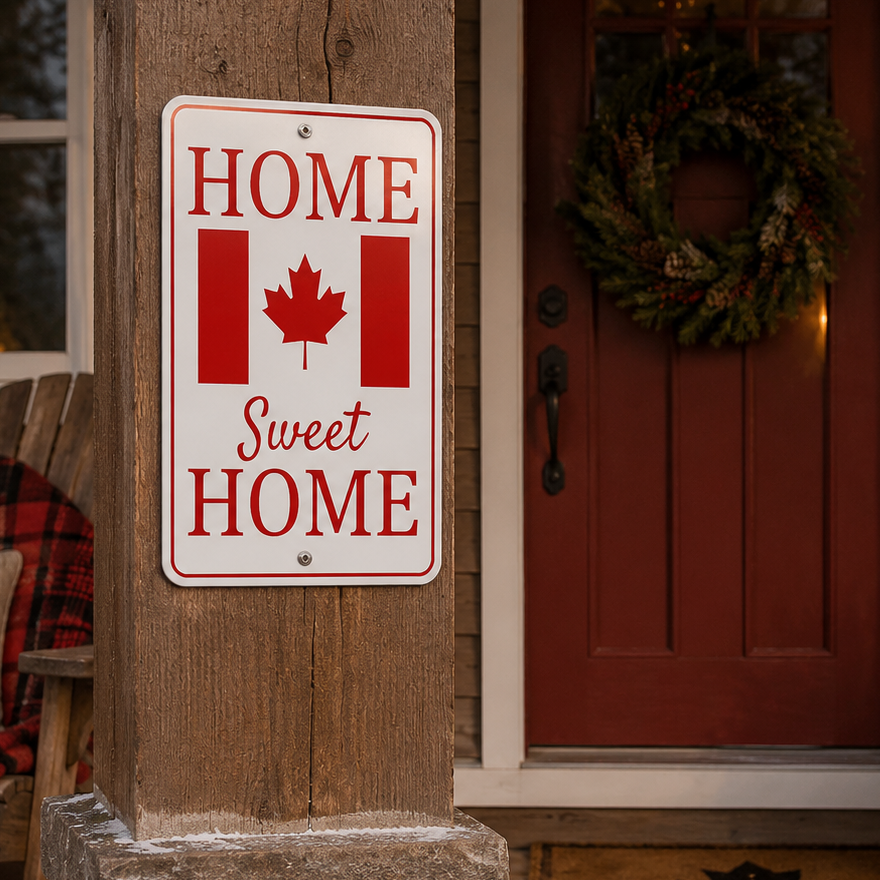Plaque métallique home sweet home Canada