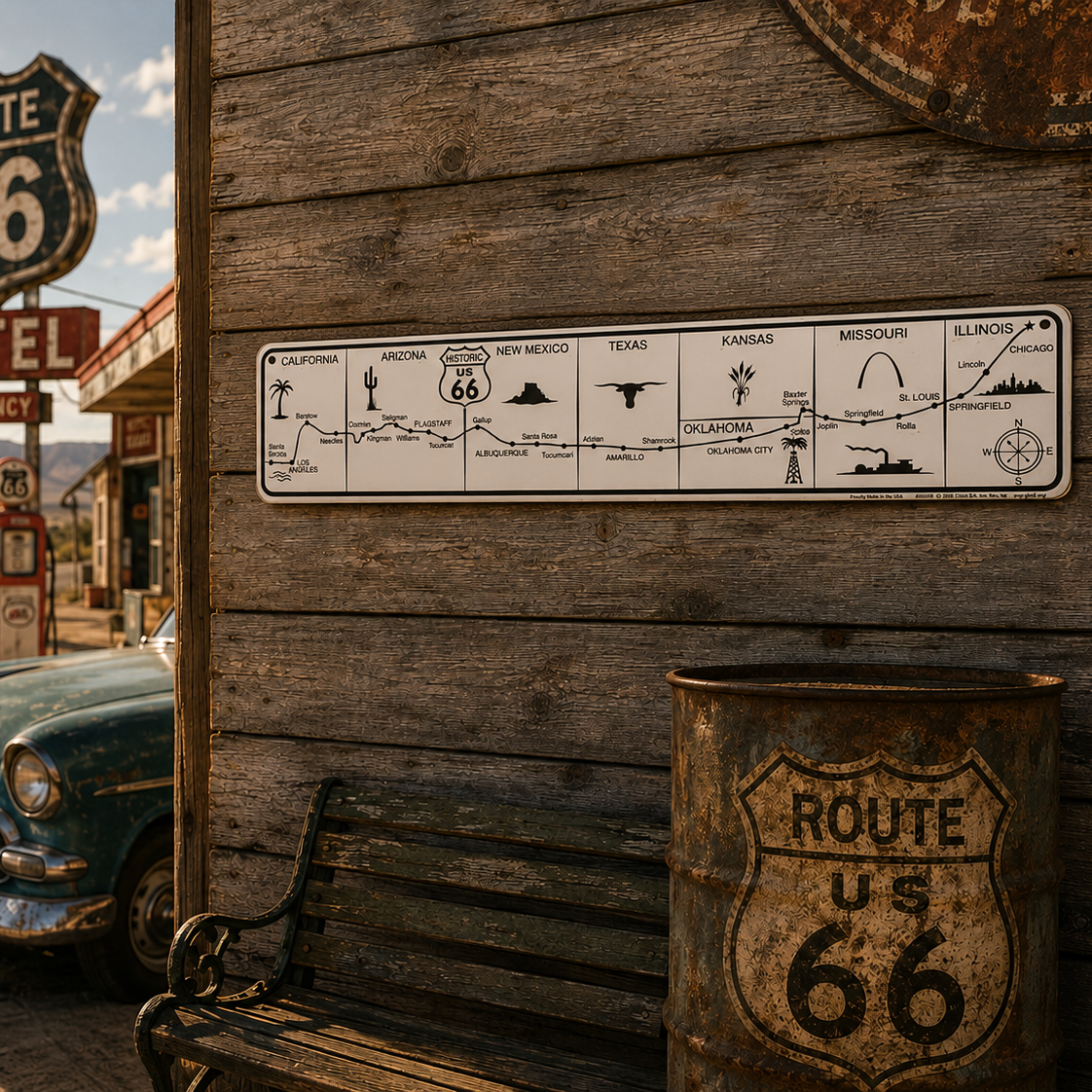 Plaque métal Route 66