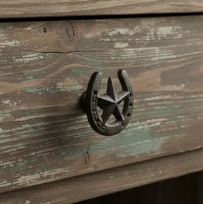 Poignée de tiroir en fonte "Fer à cheval & Étoile"