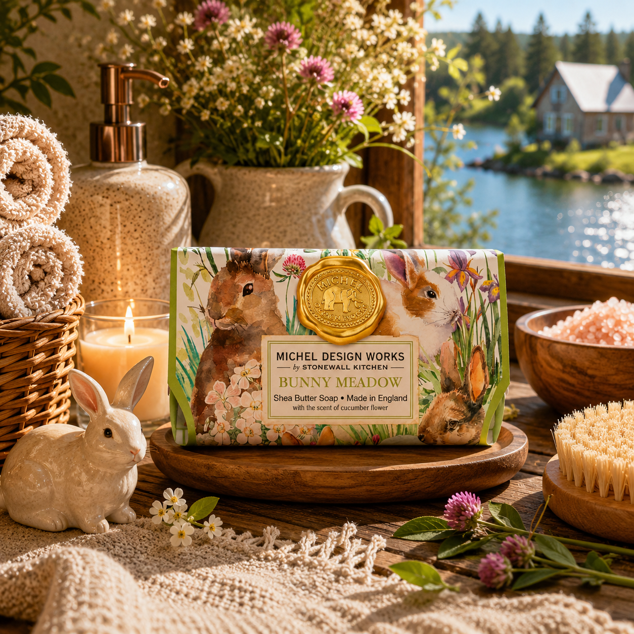Savon en barre prairie aux lapins