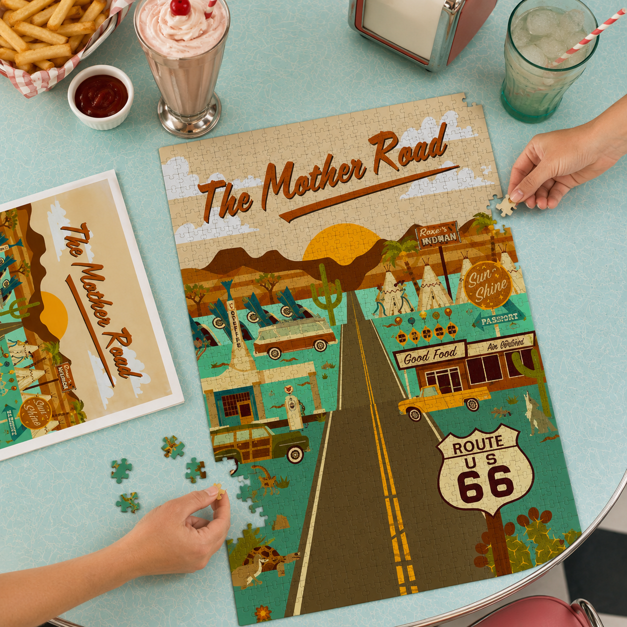 Puzzle 1000 pièces "The Mother Road", route 66