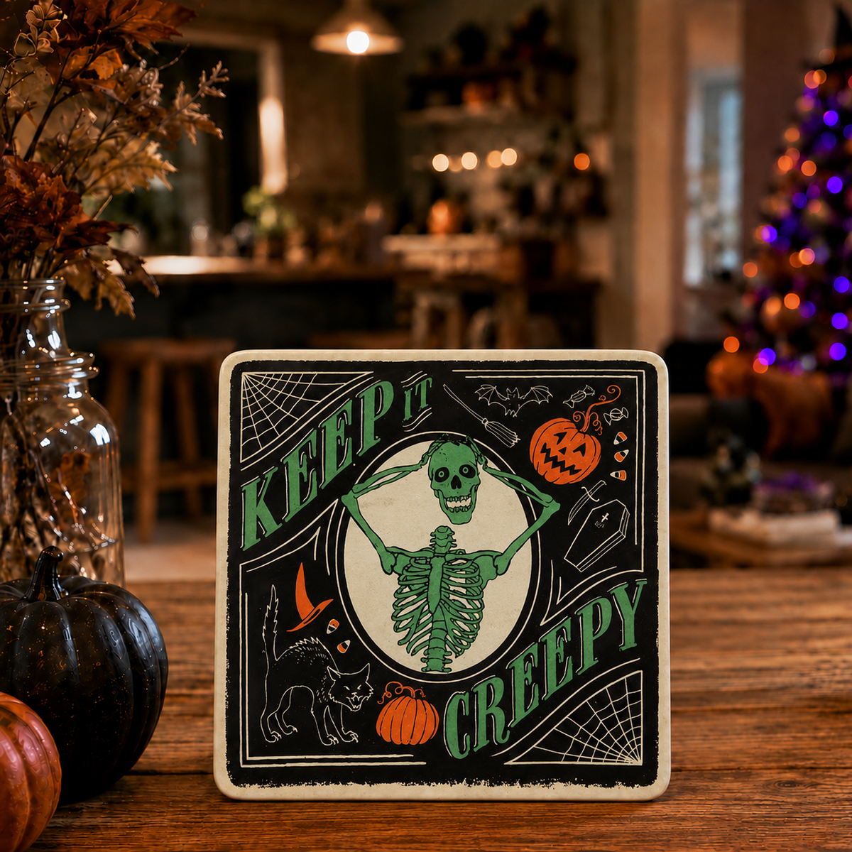 Assiette carrée Halloween "Keep it creepy"