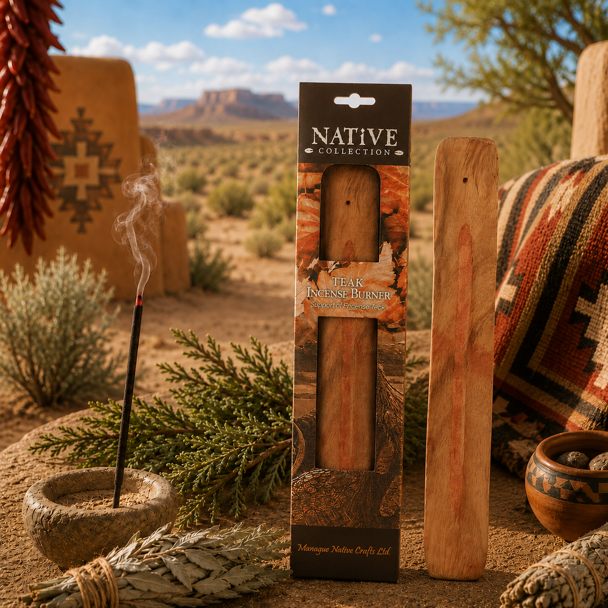 Support Encens en bois naturel