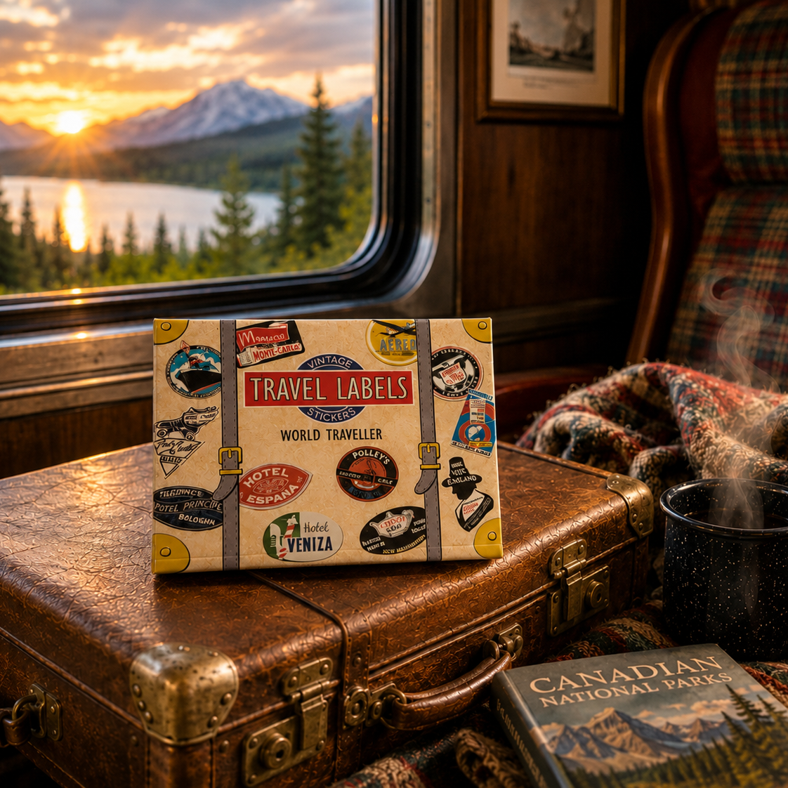 Boite d'autocollant world traveller